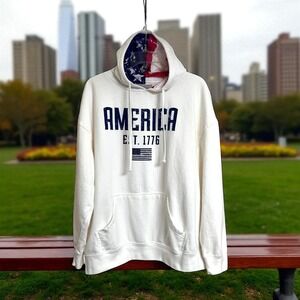 Artisans America Est 1776 Hoodie Pullover Kangaroo Pocket Sweatshirt‎ W/Flaw